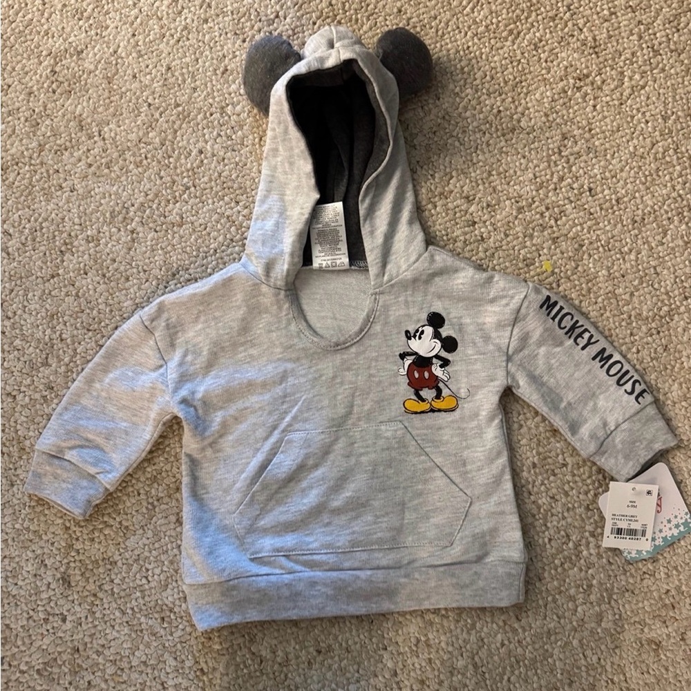 Disney Gray Mickey Mouse Kids Hoodie